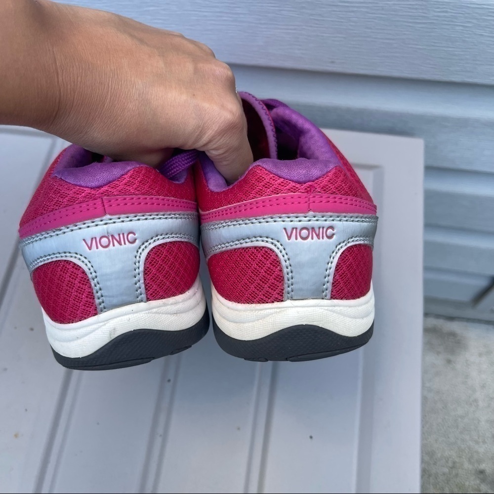 Vionic Benture Sneakers Fuchsia Pink Lace Up Comfort Shoes Mesh Leather Size 11 - Picture 6 of 13